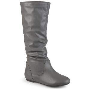 Journee Collection Women Jayne Flat Riding Boots Size US 7M Wide Calf Grey